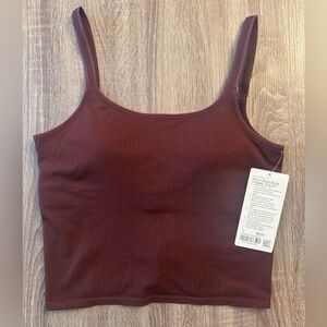 Lululemon Ebb to Street Scoop Neck Cropped Tank Top. Size 12. Garnet. Burgundy.